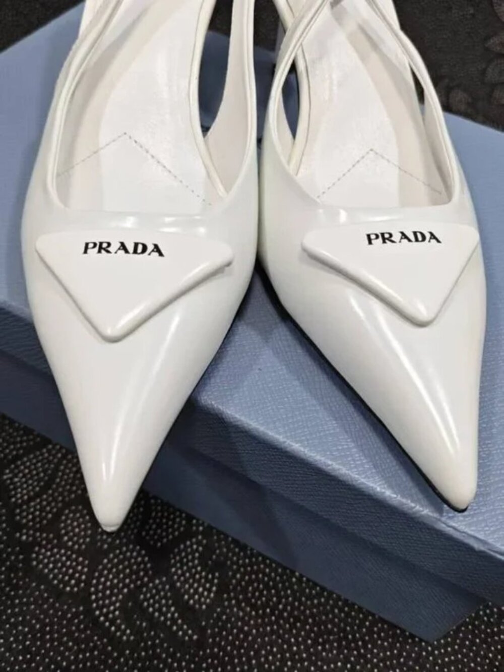 Prada White Slingback Heels - Picture 2 of 5
